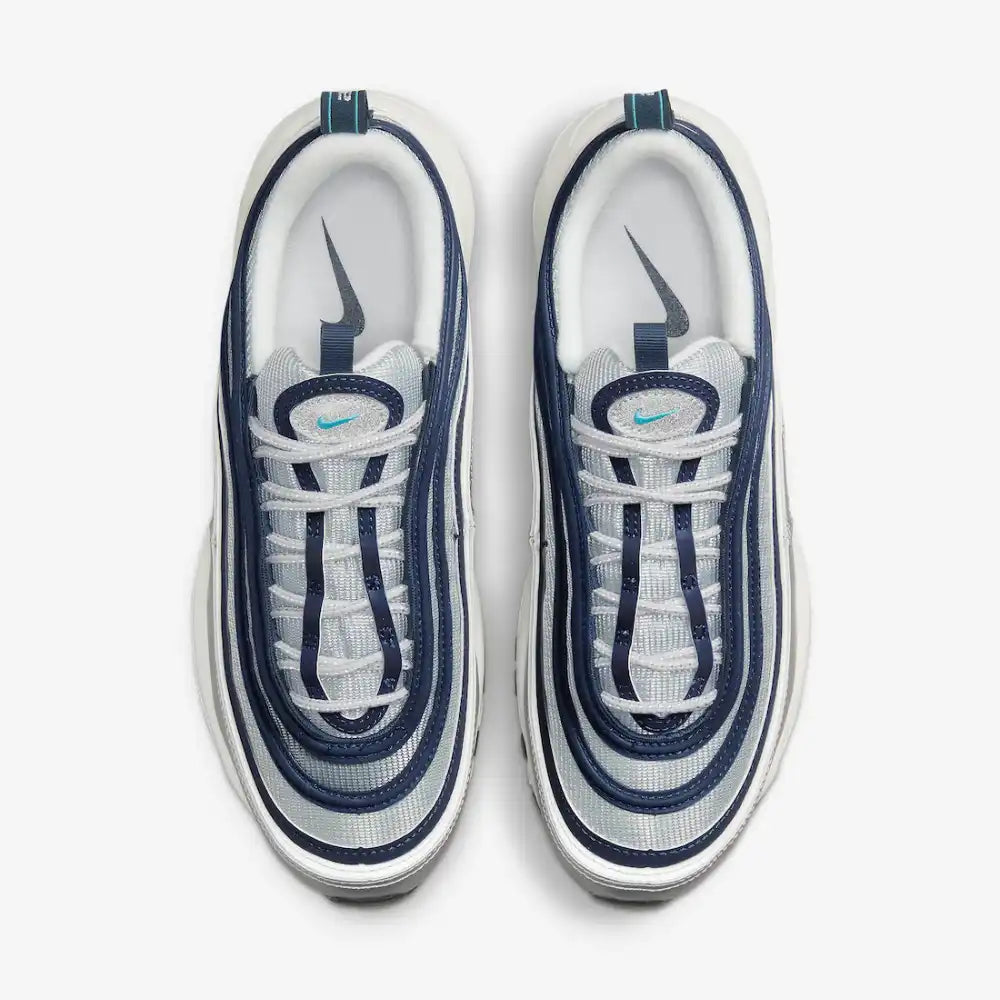 Nike Air Max 97 Metallic Silver and Chlorine Blue